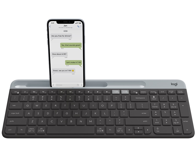 Logitech Wireless K580 Slim Multi-Device Wireless Keyboard, Logitech Unifying 2.4GHz wireless technology, Bluetooth Low Energy, Graphite - RUS photo 1