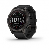Garmin Fenix 7 Sapphire Solar Carbon Gray DLC Titanium with Black Band thumbnav 1