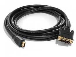 Cable HDMI-DVI - 3m - Brackton ”Basic” DHD-SKB-0300.B, 3m, DVI-D cable 24+1 to HDMI 19 pin, m/m, double-shielded 1080i, pastic plug,  golden contacts thumbnav 1