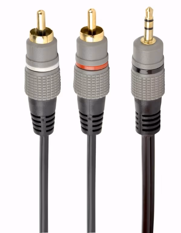 Audio cable 3.5mm-RCA - 2.5m - Cablexpert CCA-352-2.5M, 3.5 mm stereo plug to 2*RCA plugs 2.5m cable, gold-plated connectors, 2.5m 