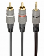 Audio cable 3.5mm-RCA - 2.5m - Cablexpert CCA-352-2.5M, 3.5 mm stereo plug to 2*RCA plugs 2.5m cable, gold-plated connectors, 2.5m thumbnav 1
