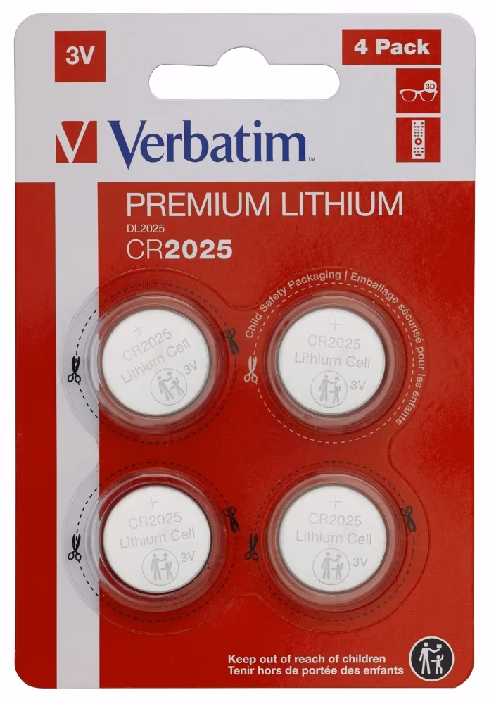 Verbatim Lithium Battery CR2025 3V 4pcs, Blister pack