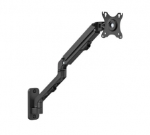 Monitor wall mount arm for 1 monitor up to 27”  Gembird MA-WA1-02, Adjustable wall display mounting arm (rotate, tilt, swivel),  VESA 75/100, up to 9 kg, black thumbnav 1