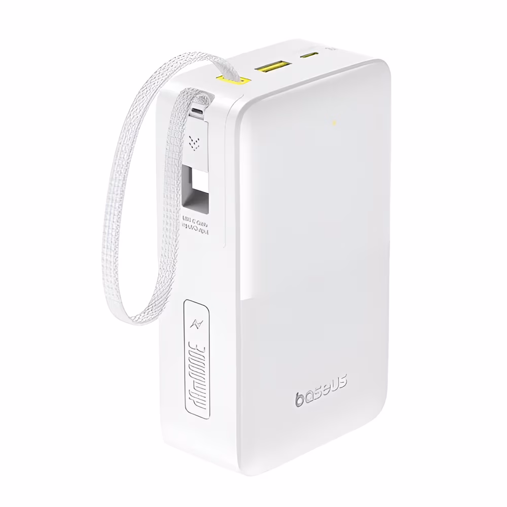 Внешний аккумулятор Baseus Power Bank 30000mAh 22,5W with Cable Type-C 0.3m, EnerFill FC51 Bipow 2 Pro Digital Display,  Moon White