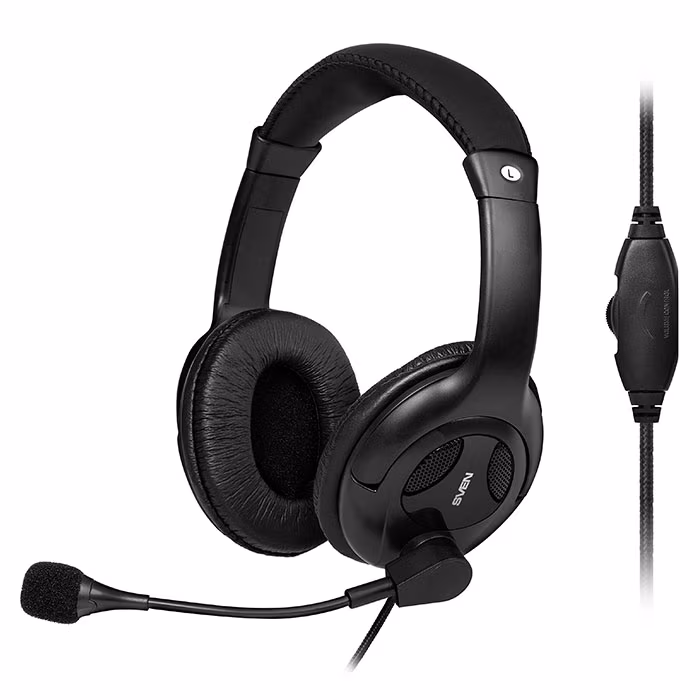 SVEN AP-675MV, STEREO HEADPHONES WITH MICROPHONE, Volume control, 2*3.5 MM (3 PIN), Black