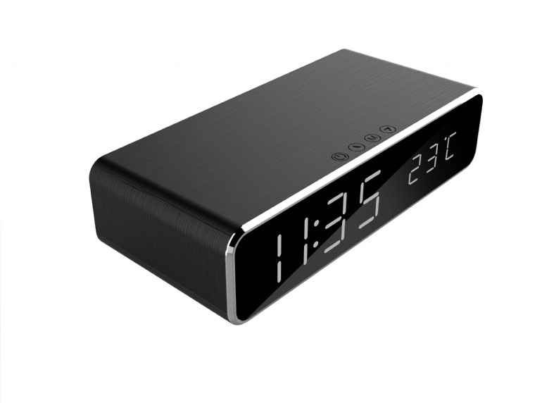 Gembird DAC-WPC-01 Digital alarm Clock with Wireless charging function, Black photo 2