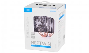 DEEPCOOL Cooler "NEPTWIN V2", Blue LED, Socket 2011/LGA1200/1366/1155/775 & FM2/FM1/AM3+/AM3, 2x fans: 120х120х25mm, PWM; 900~1500rpm, 17.8~26dBA, 55.5CFM,4-pin PWM| 3-pin, Hydro Bearing thumbnav 2
