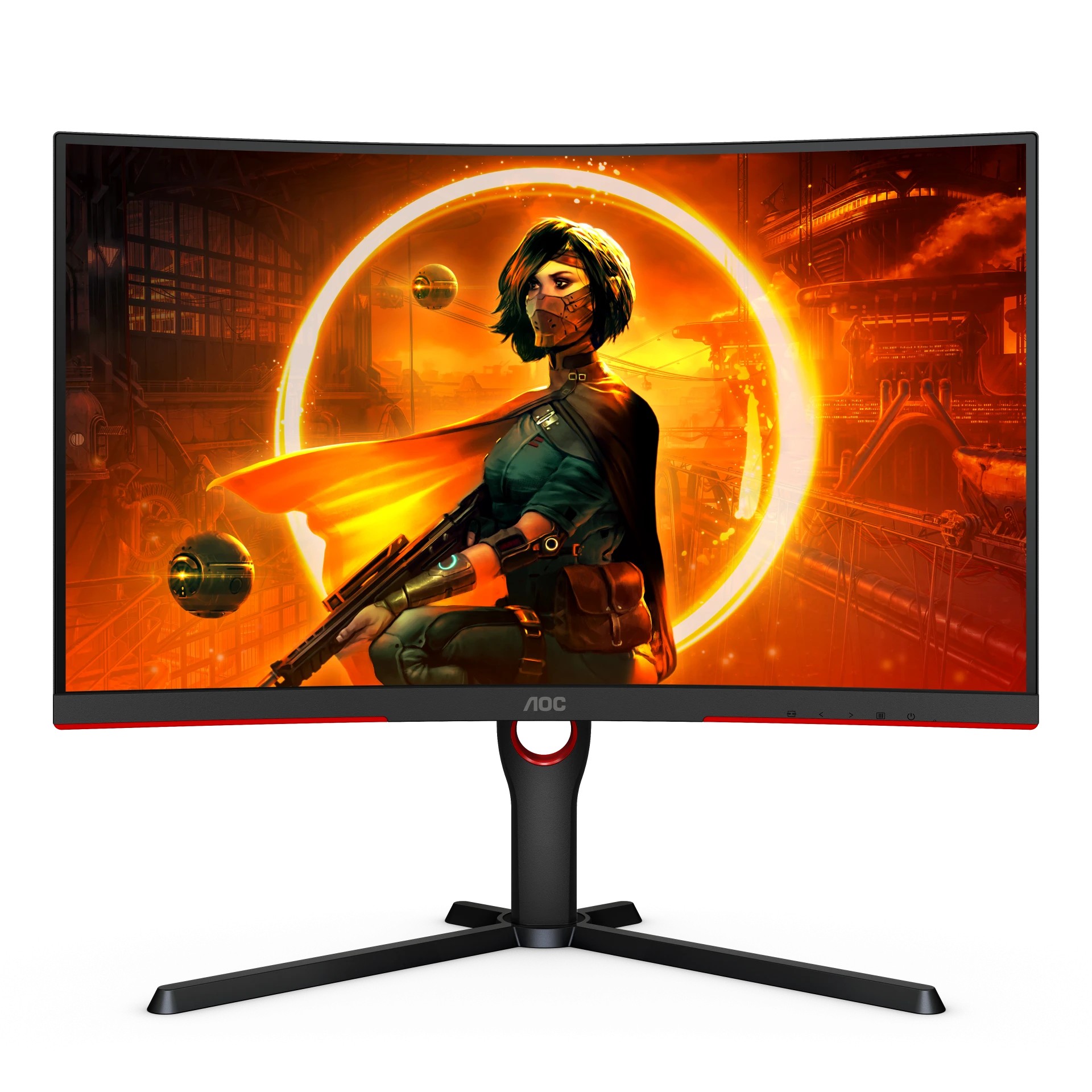 27.0" AOC VA LED CQ27G3SU/BK Curved QHD Borderless Black (1ms, 3000:1, 300cd, 2560x1440, 178°/178°, Refresh Rate 165Hz, Curvature 1000R, AMD Freesync Premium, HDMI2.0x2, DisplayPort, USB Hub: 4 x USB3.2, Audio Line-out, Speakers 2x3W, Height adjustment, V photo 1