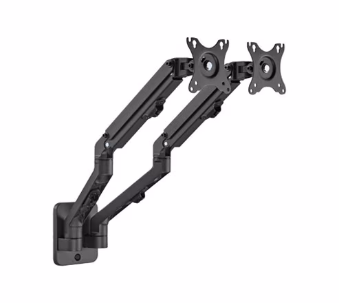 Monitor wall mount arm for 2 monitors up to 17-27”  Gembird MA-WA2-01, Adjustable wall 2 display mounting arm (rotate, tilt, swivel),  VESA 75/100, up to 7 kg, black 