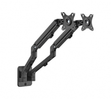 Monitor wall mount arm for 2 monitors up to 17-27”  Gembird MA-WA2-01, Adjustable wall 2 display mounting arm (rotate, tilt, swivel),  VESA 75/100, up to 7 kg, black thumbnav 1