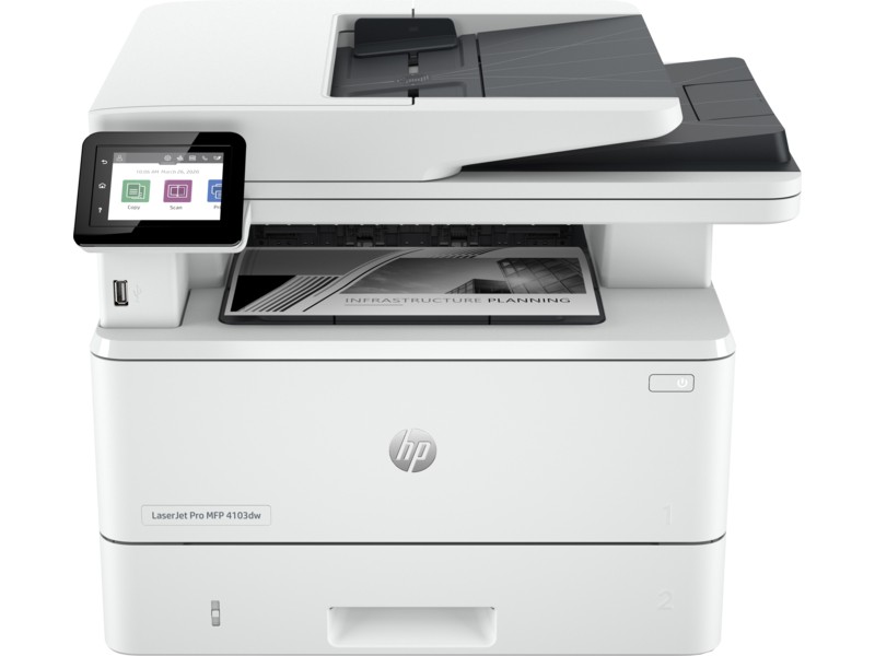 MFD HP LaserJet Pro 4103fdw / Duplex / DADF / Fax / Wi-Fi / Ethernet / A4 / White photo 1 MFD HP LaserJet Pro 4103fdw / Duplex / DADF / Fax / Wi-Fi / Ethernet / A4 / White photo 1