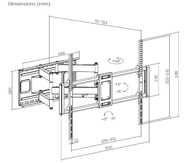 Suport pentru televizor de perete 60-120”, Gembird ”WM-120ST-01” photo 2