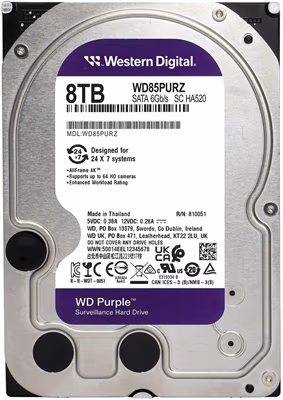 3.5” HDD 8.0TB  Western Digital WD85PURZ Caviar® Purple™, CMR Drive, 5640rpm, 256MB, SATAIII 