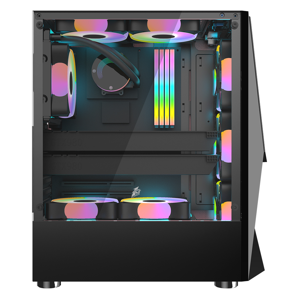 Carcasa 1STPLAYER DK-3 / w/oPSU / Side-Window / 3x120mm / ATX / Black photo 2