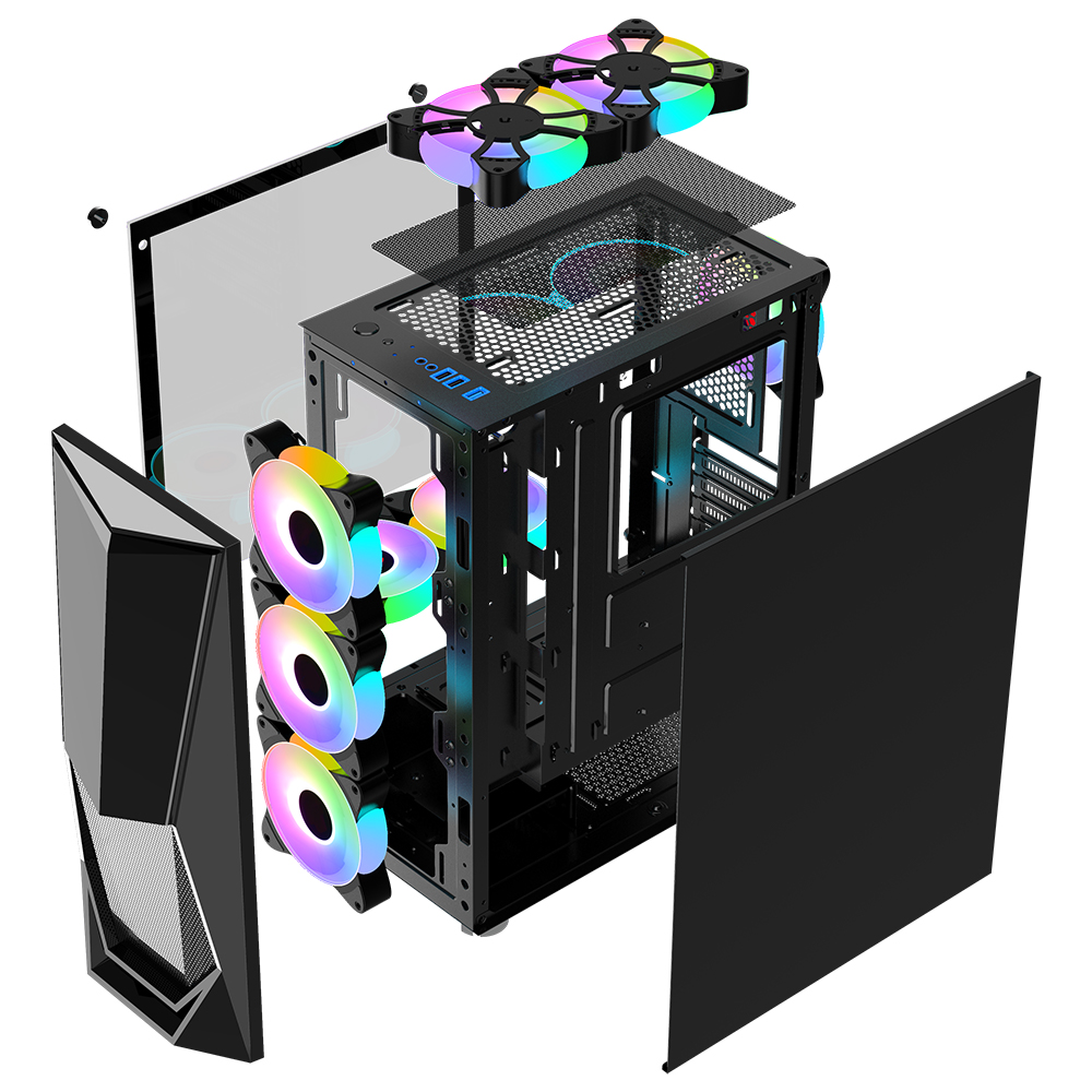 Carcasa 1STPLAYER DK-3 / w/oPSU / Side-Window / 3x120mm / ATX / Black photo 4