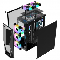 Carcasa 1STPLAYER DK-3 / w/oPSU / Side-Window / 3x120mm / ATX / Black thumbnav 4