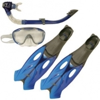 Комплект: маска,трубка,ласты Speedo GLIDE MASK SNORKEL FIN SET AU GREY/BLUE