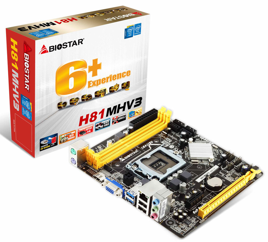 BIOSTAR H81MHV3, Socket 1150, Intel H81, Dual 2xDDR3-1600, CPU Intel graphics, HDMI, 1x PCI-Ex16, 2xSATA2, 2xSATA3(6Gb/s), 1x PCI-Ex1, Realtek ALC662 6-Ch HD Audio, Gigabit LAN, 2xUSB3.0(5Gb/s), mATX photo 4