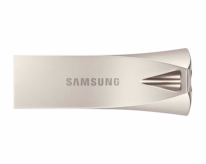 32GB USB3.1 Samsung Bar Plus, Silver, Durable zinc alloy, Metal casing is shock / water / X-Ray resistant (Read 200 MByte/s, Write 50 MByte/s) 