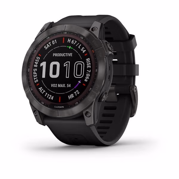 Garmin Fenix 7X Sapphire Solar Carbon Gray DLC Titanium with Black Band 