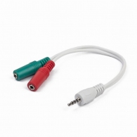 Audio cable CCA-417W, 3.5mm 4-pin plug to 3.5mm stereo + microphone sockets adapter cable; allows connecting standard headsets and microphones to tablets, netbooks, ultrabooks etc.; white thumbnav 1