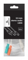 Audio cable CCA-417W, 3.5mm 4-pin plug to 3.5mm stereo + microphone sockets adapter cable; allows connecting standard headsets and microphones to tablets, netbooks, ultrabooks etc.; white thumbnav 2