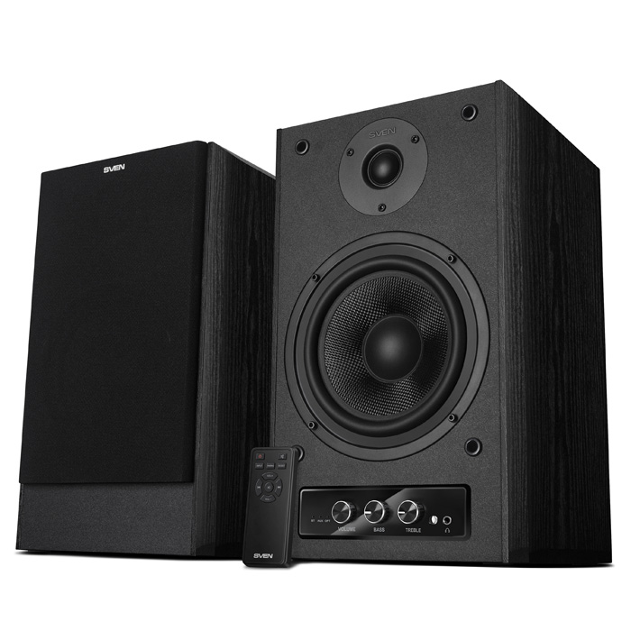 SVEN MC-30 Black, 2.0 / 2x100W RMS, D-CLASS AMPLIFIER WITH DSP, remote control, dimensions 225x255x355 mm, black, wooden. photo 1 SVEN MC-30 Black, 2.0 / 2x100W RMS, D-CLASS AMPLIFIER WITH DSP, remote control, dimensions 225x255x355 mm, black, wooden. photo 1