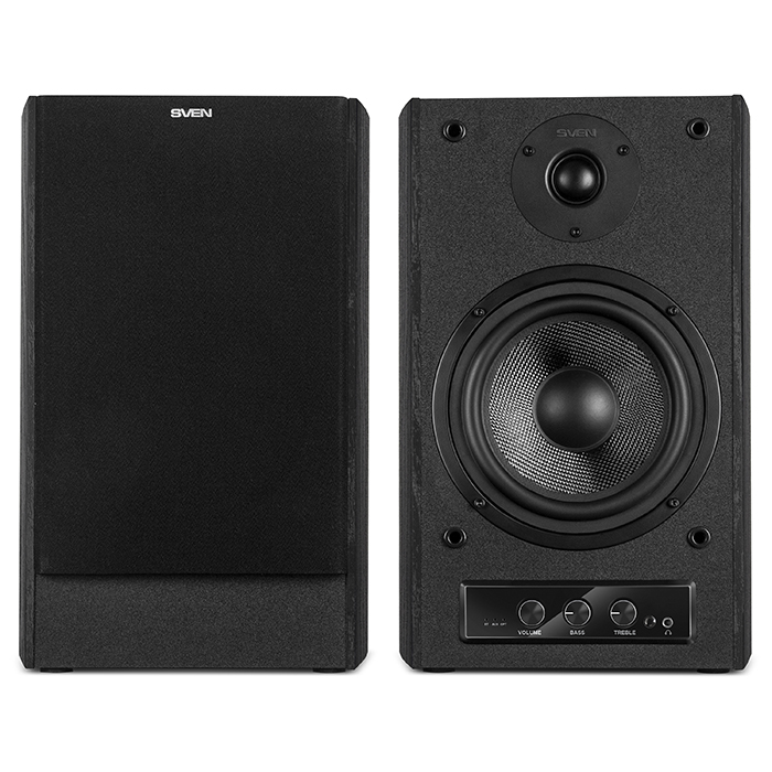 SVEN MC-30 Black,  2.0 / 2x100W RMS, D-CLASS AMPLIFIER WITH DSP, remote control, dimensions 225x255x355 mm, black, wooden. photo 2