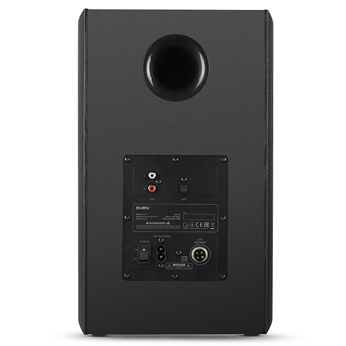 SVEN MC-30 Black,  2.0 / 2x100W RMS, D-CLASS AMPLIFIER WITH DSP, remote control, dimensions 225x255x355 mm, black, wooden. photo 3