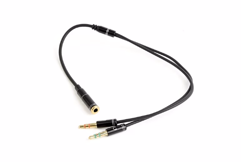 Audio cable 3.5mm - 0.2 m - Cablexpert CCA-418M, 3.5mm 4-pin socket to 2 x 3.5 mm stereo plug adapter cable, allows connecting 4-pin plug headset to a PC computer, metal connectors, Black