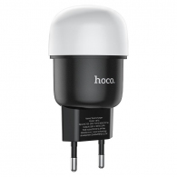 Зарядное устройство Sparkle Dual Port Night light  HOCO C87A / 2 x USB / Black thumbnav 1