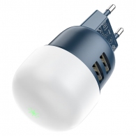 Зарядное устройство Sparkle Dual Port Night light  HOCO C87A / 2 x USB / Black thumbnav 3