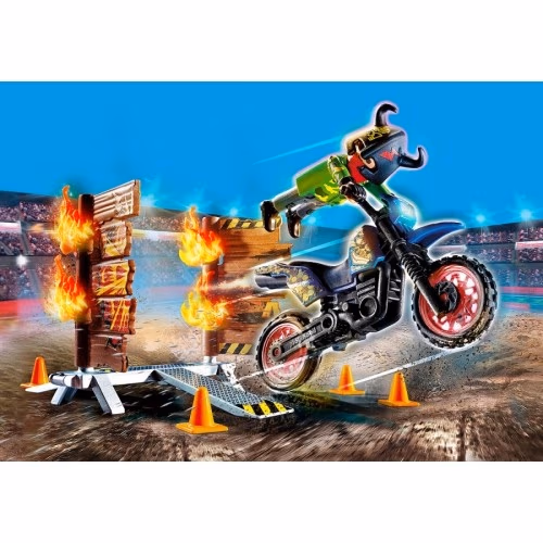 PM70553 Stunt Show Motocross with Fiery Wall 