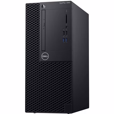 DELL OptiPlex 3060 MT +W10Pro lnteI® Core® i3-8100 (Quad Core, 3.60GHz, 6MB), 8GB DDR4 RAM, 1TB HDD, DVD-RW, lnteI® UHD630 Graphics, TPM, 260W PSU, USB mouse, USB KB216-B, Win10Pro, Black 