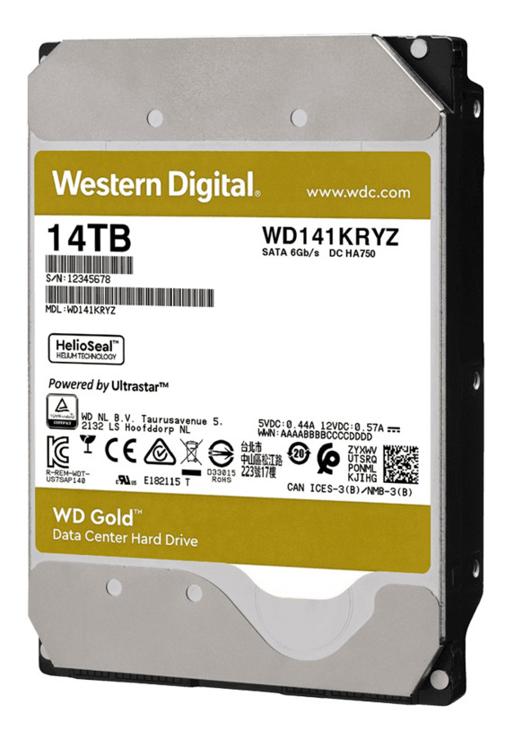 3.5" HDD 14.0TB Western Digital WD141KRYZ Enterprise® Gold™, 512E model, 24x7, 7200rpm, 512MB, SATAIII photo 1