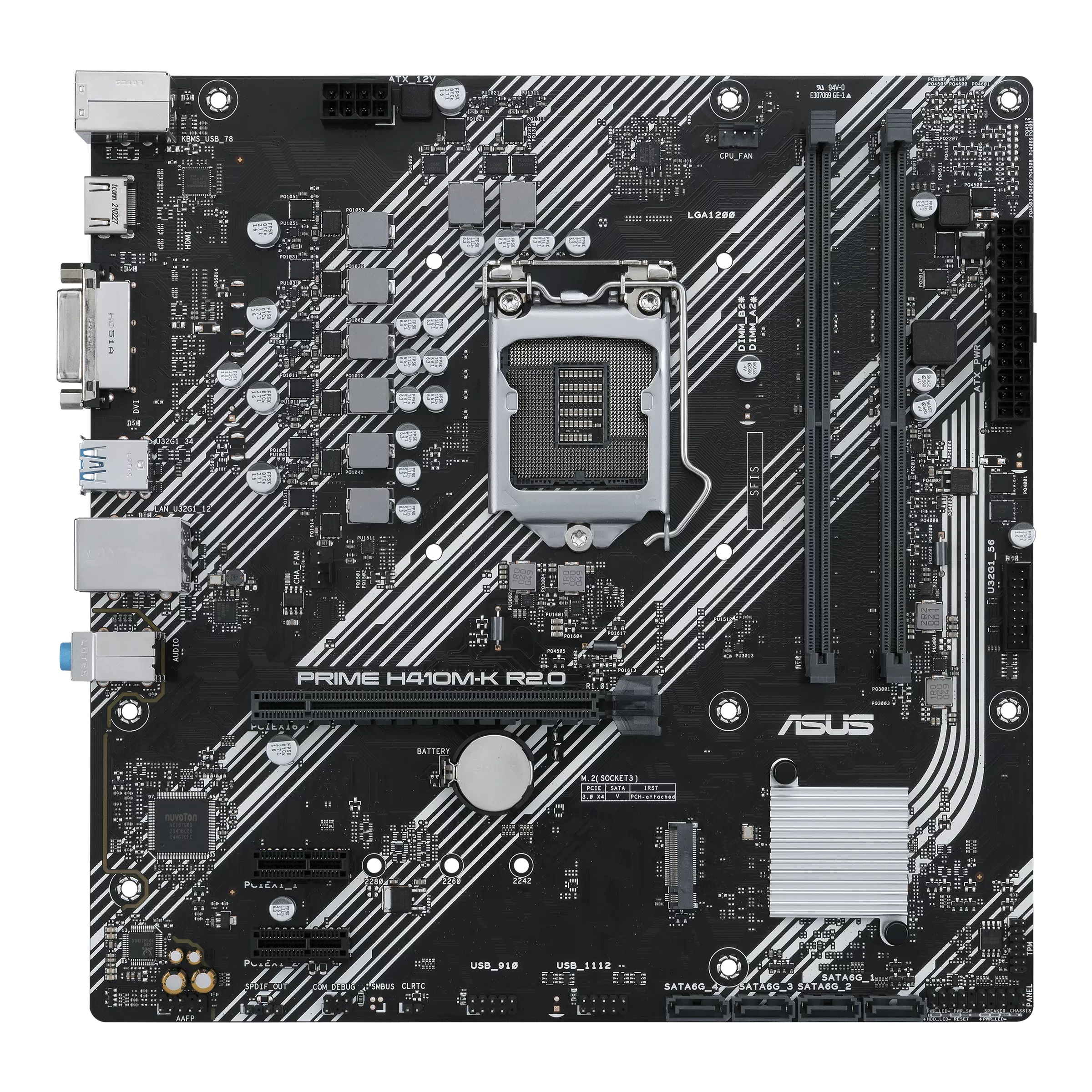ASUS PRIME H410M-K R2.0, Socket 1200, 8Phases, Intel® H470 (10th Gen CPU), Dual 2xDDR4-2933, DVI, HDMI, CPU Intel graphics, 1xPCIe X16, 4xSATA3, 1xM.2, 2xPCIex1, ALC887 7.1 HDA, 1GbE LAN, 6xUSB3.2, 5X Pro III, mATX photo 1