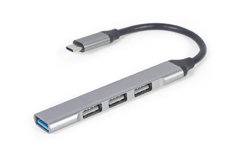 USB Hub Gembird UHB-CM-U3P1U2P3-02, USB Type-C 4-port USB hub (USB3 x 1 port, USB2 x 3 ports), silver photo 1