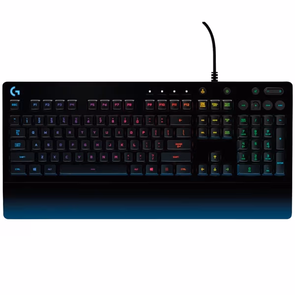 Игровая Клавиатура Logitech G213 Prodigy, Mech-Dome, Spill resistance, Media controls, RGB, Integrated palm rest, Adjustable feet, Anti-ghosting, Game Mode, USB, Black 