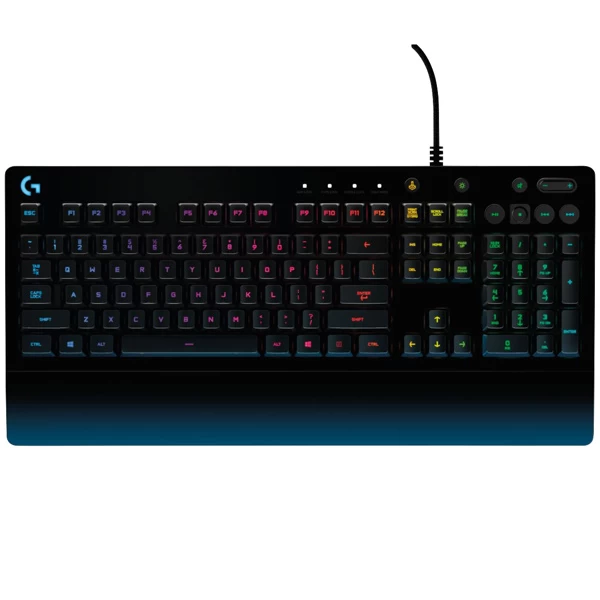 Tastatura Gaming Logitech G213 Prodigy, Mech-Dome, Spill resistance, Media controls, RGB, Integrated palm rest, Adjustable feet, Anti-ghosting, Game Mode, USB, Black