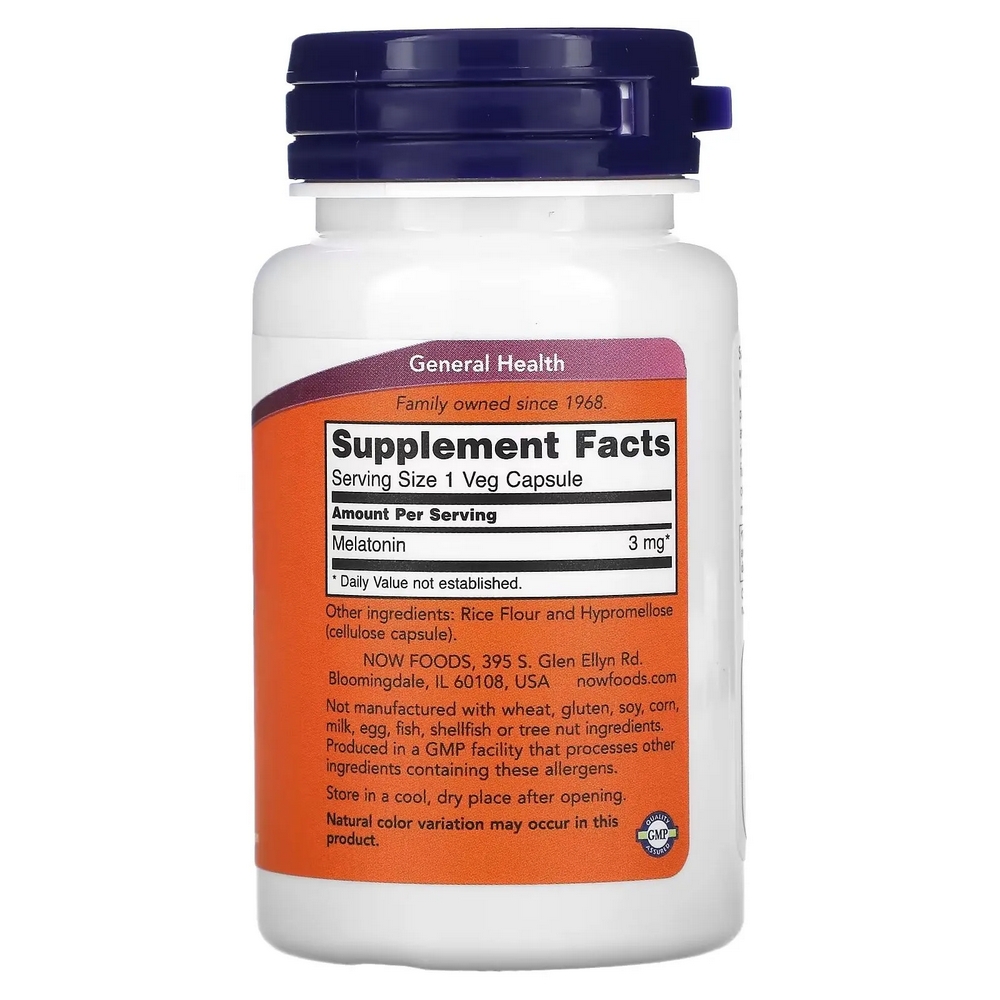 Vitamine Now Foods MELATONIN 3mg  60 VCAPS photo 3
