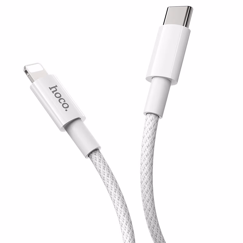 Cable USB-C to Lightning  HOCO “X56 New original”, 1m, White, PD20W Fast Charge, up to 3A, Charching Data Cable, Outer material: Woven nylon 