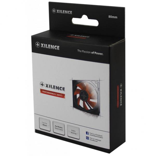 120mm Case Fan - XILENCE XPF120.R Fan, 120x120x25mm, 1300rpm, <21dBa, 44.7CFM, hydro bearing, Big 4Pin and 3Pin Molex, Black/Red photo 2