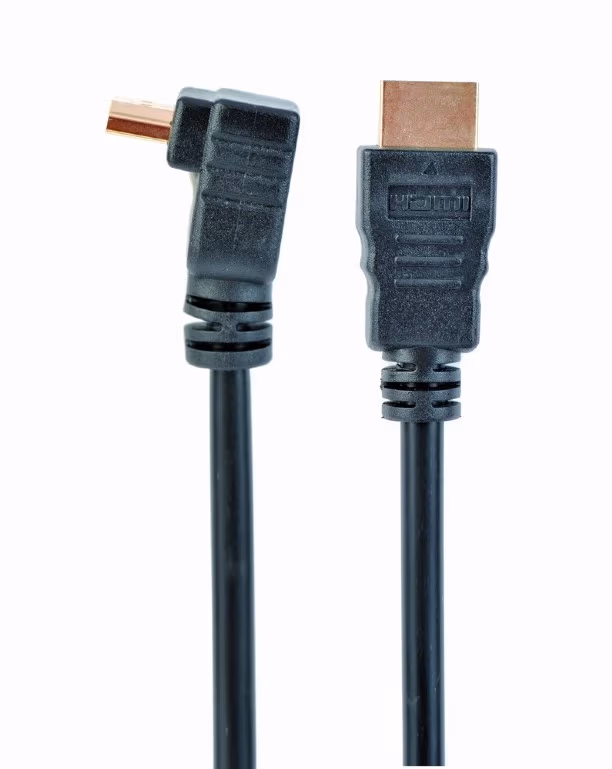 Cable HDMI  CC-HDMI490-6, 1.8 m, HDMI v.1.4 90 degrees, male-male, Black cable with gold-plated connectors, Bulk packing 