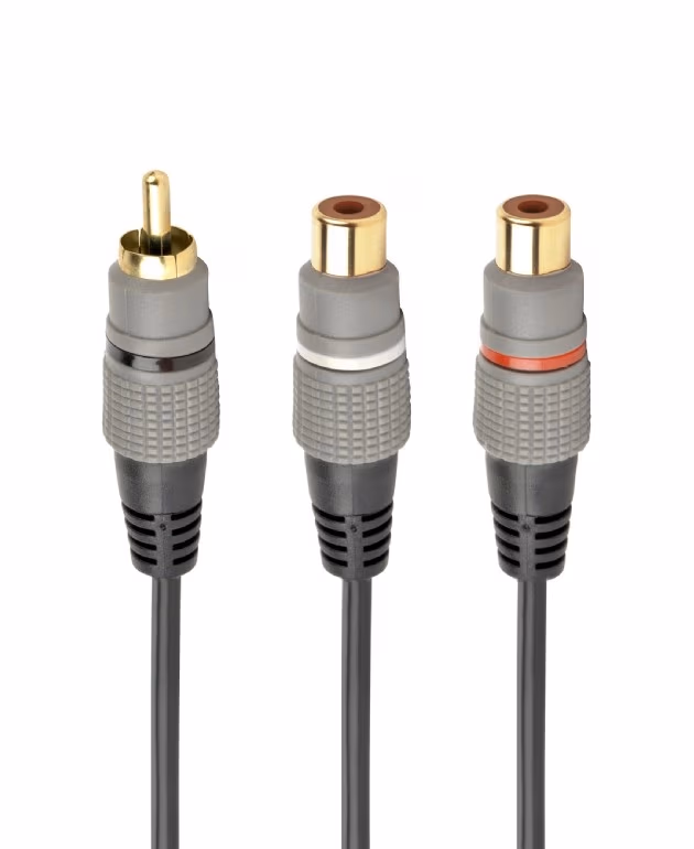 Audio cable RCA (M) to 2x RCA (F) - 0.2m - Cablexpert CCAP-RCAM2F-0.2M, Premium RCA (M) to 2x RCA (F) splitter cable, 0.2 m