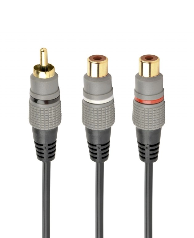 Audio cable RCA (M) to 2x RCA (F) - 0.2m - Cablexpert CCAP-RCAM2F-0.2M, Premium RCA (M) to 2x RCA (F) splitter cable, 0.2 m