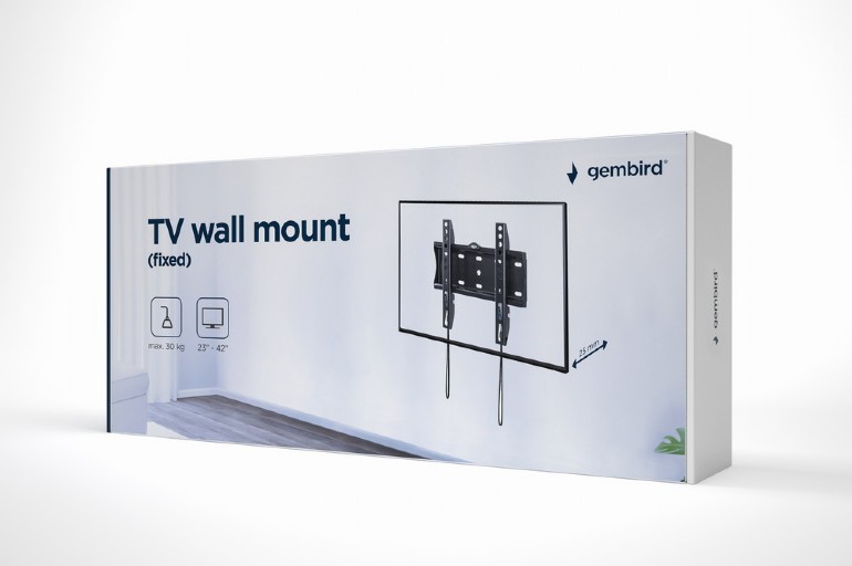 TV-Wall Mount for 23-42”- Gembird ”WM-42F-01”, Fixed, max. 30 kg, Distance TV to Wall: 24 mm, max. VESA 200 x 200, Black photo 3