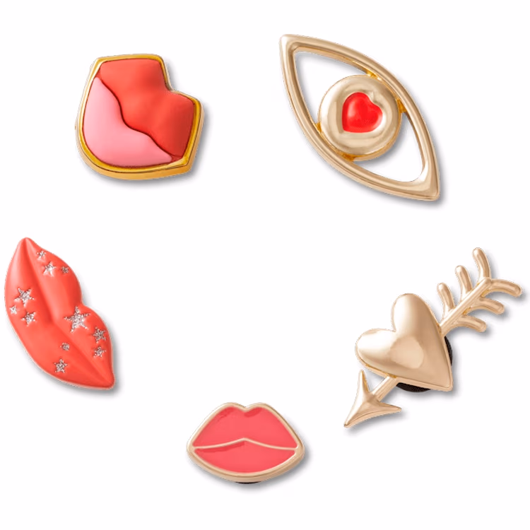 Джибитсы Crocs Valentines Lips 5 Pack 