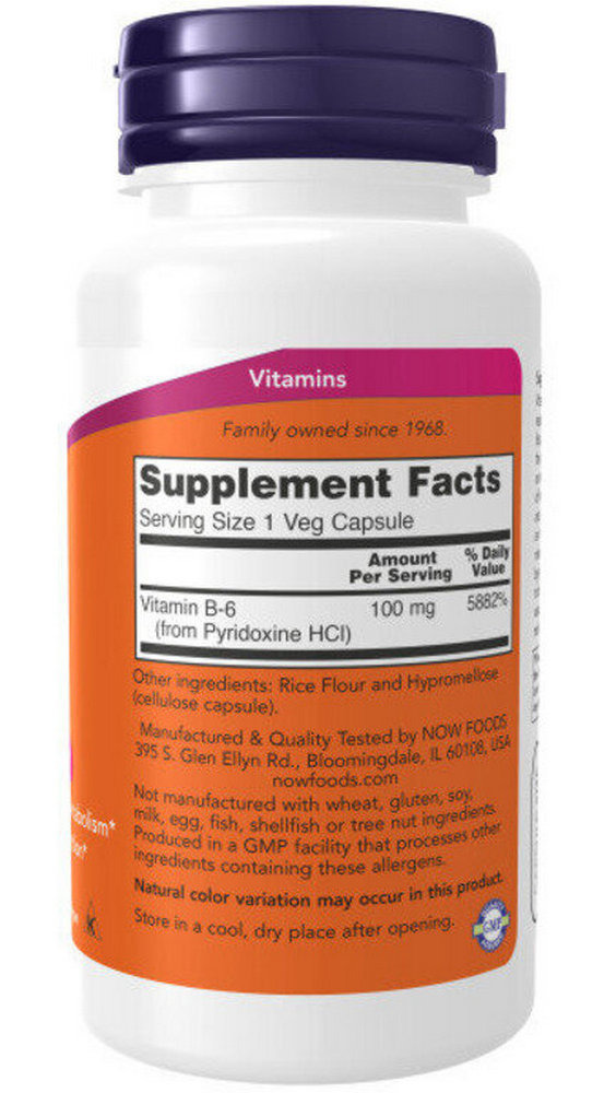 Витамины Now Foods B-6 100mg  100 VCAPS photo 3