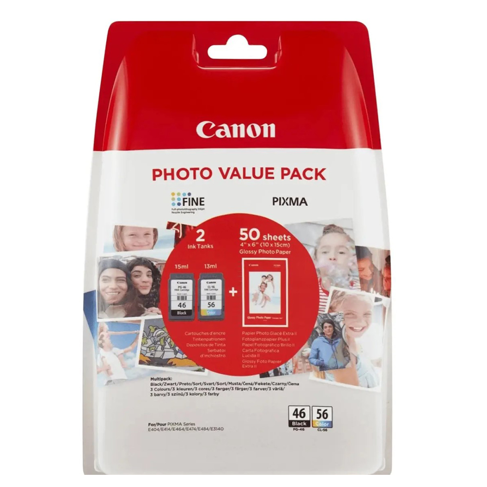 Cartuse p/u imprimante Canon PG-46 + CL-56 + GP-501 50 photo 1 Cartuse p/u imprimante Canon PG-46 + CL-56 + GP-501 50 photo 1