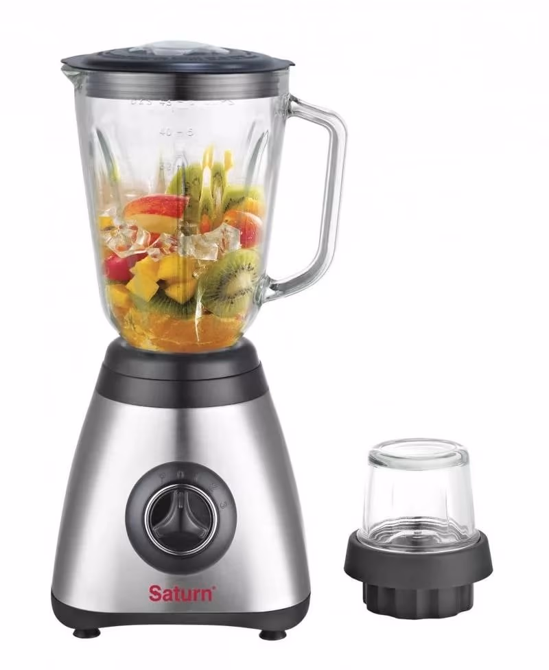 Blender Saturn ST-FP0056, 5 W, 3 trepte viteza, Negru cu inox 